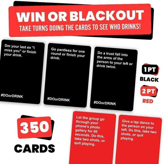 Do or Drink (Win or Blackout) Party Card Game